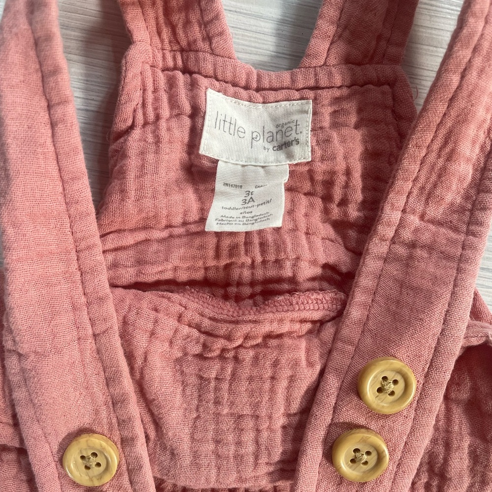Gauze Rompers - Button Strap Overalls (Pair) - Picture 3 of 5